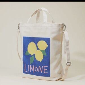 080- White Canvas Limone Tote Bag